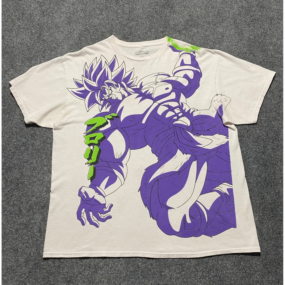 Dragon Ball Super Broly Anime Graphic T Shirt Mens XL Cream Off White Purple